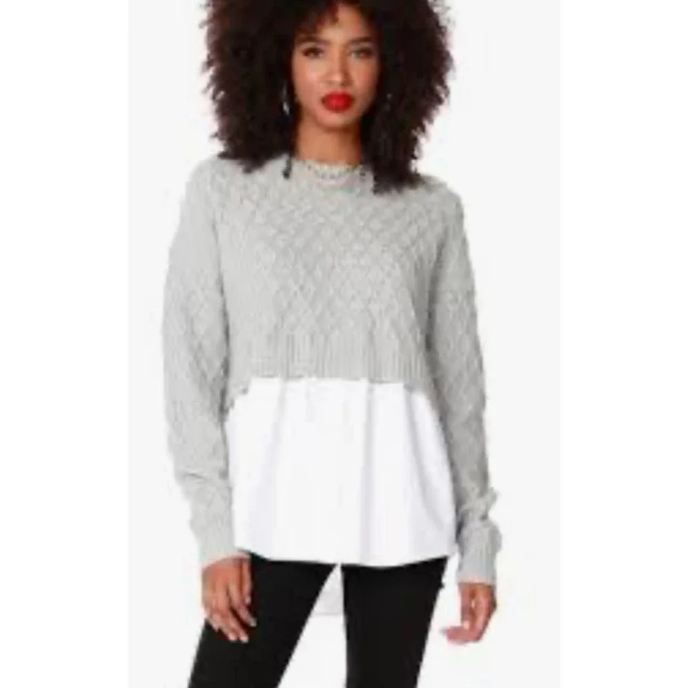 Bobi Black Mix Layer UNITED‎ Crew Neck Twofer Top-Size Medium Women's-NWT